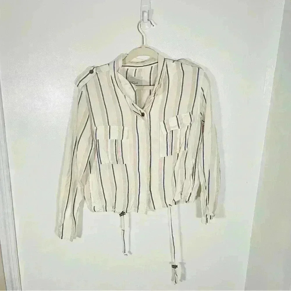 NEW Rails Rowen Linen Jacket Coco Stripe - image 2